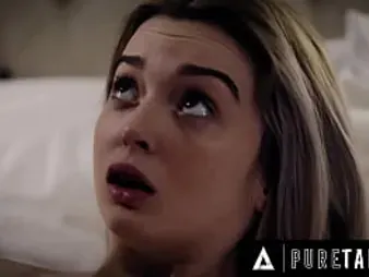 Stepdaddy, stepfather, and Virgin take turns ravishing Puny Virgin Lexi Lore's innate orbs & cock-squeezing vag