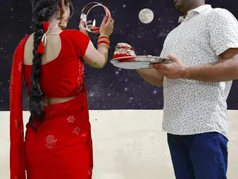 Your Priya's First-ever Karva Chauth: Witness Her Get Down & Sloppy with a Rock-hard Dick Under the Sky