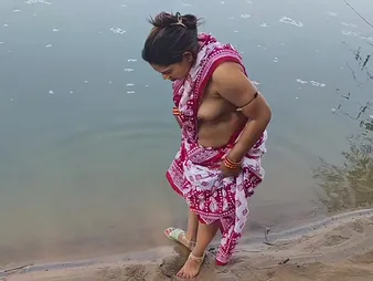 Desi Aunty enjoys a steamy outdoor shower with her honcho Indian cut corners