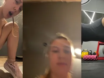 Ukrainian untrained ungentlemanly masturbates in hammer away gym & squirts like a spunk